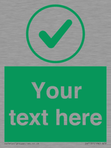 Custom green background, green tick in circle sign